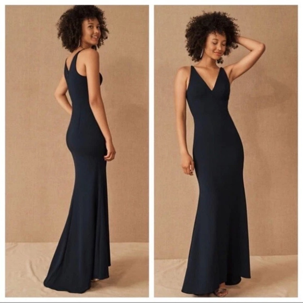 Bhldn Jones V Neck Crepe Anthropologie Green Maxi Dress